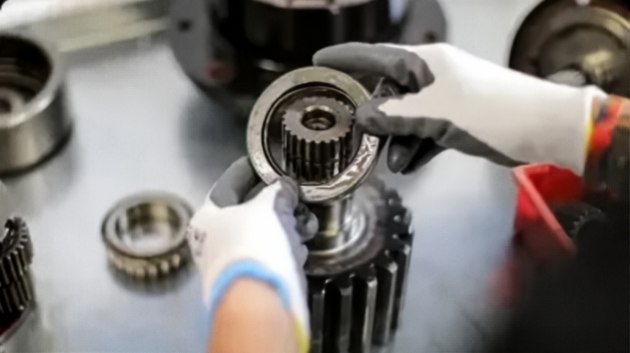 Technician Performing Regular Maintenance on a Hydraulic Pump