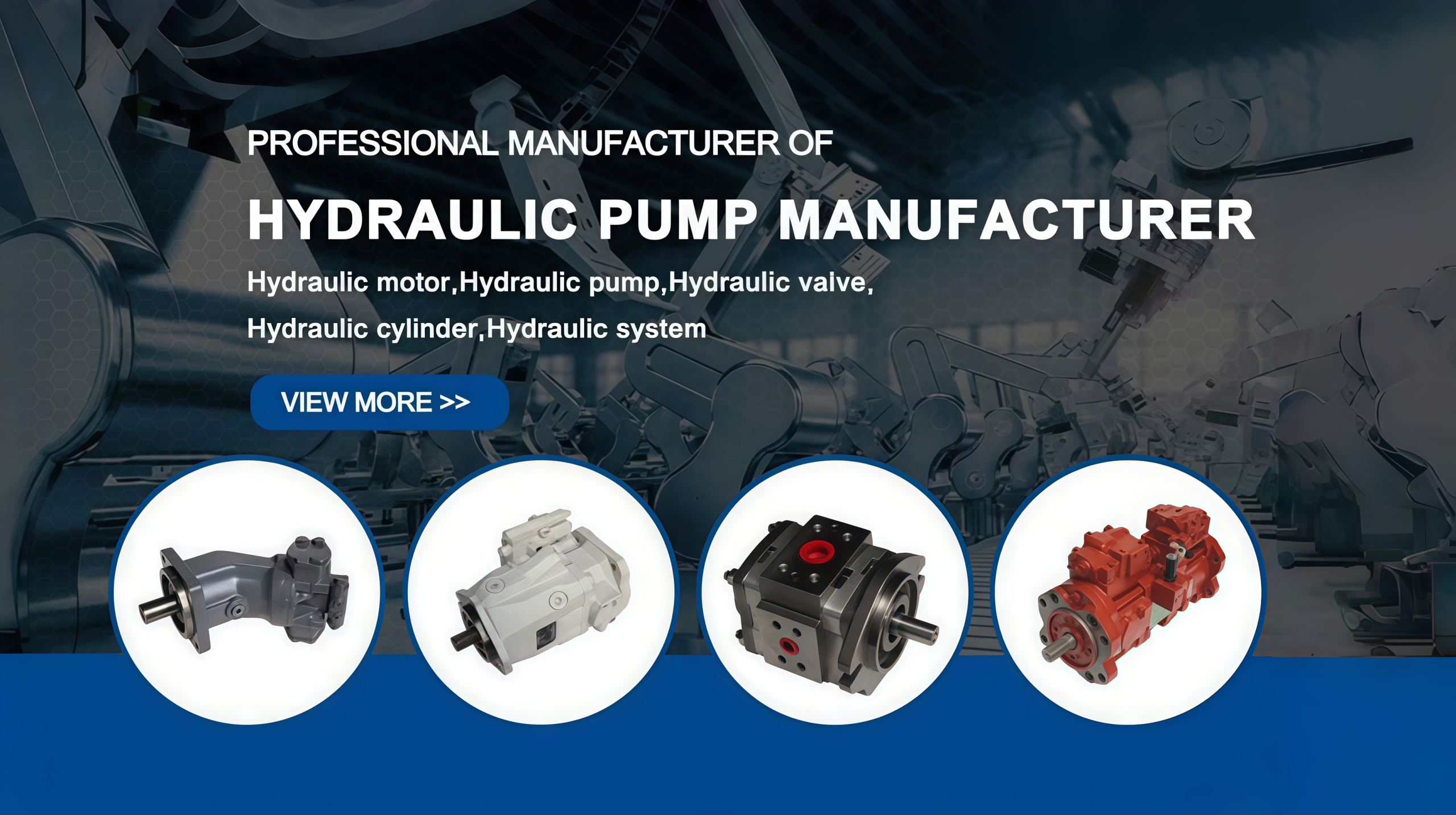 Industrial hydraulic pump types gear, vane, and piston